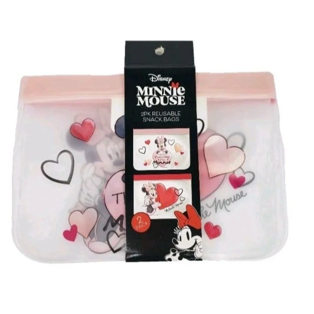Disney Minnie Mouse 2Pk (4Bags) Reusable Snack Bags 8